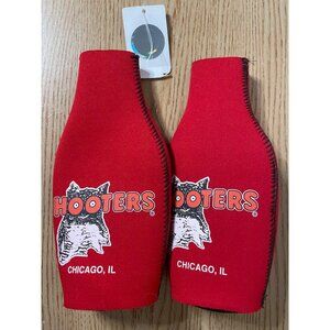 New Bundle of 2 Hooters Vintage Bottle Koozies from Chicago Illinois Red